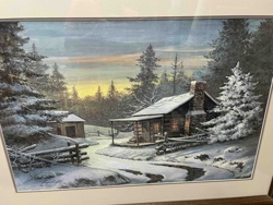 Winter Cabin Landscape Art Print by Ray N. Wenzel
