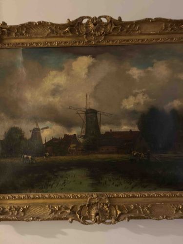 Dutch School Landscape with Windmills