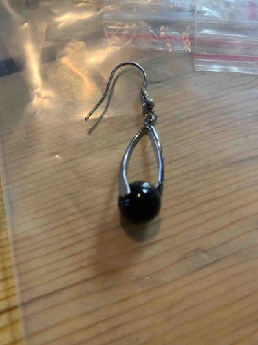 Black Bead Drop Earring