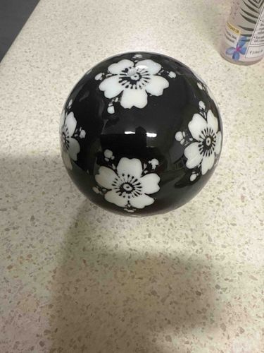 Black & White Floral Decorative Sphere