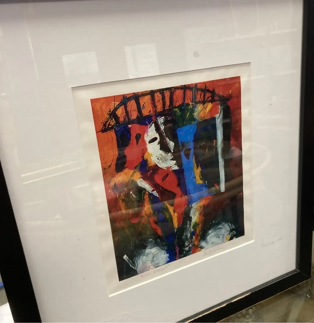 Submitted photo of Abstract mixed media artwork signed 'Donald Nolan' (not authenticated)