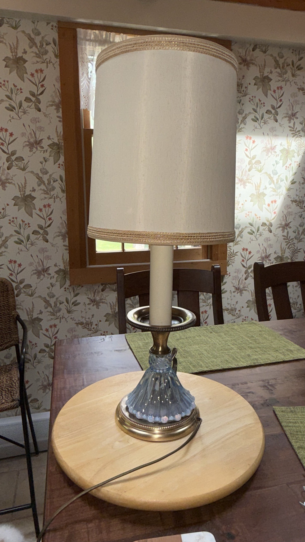 Submitted photo of Vintage Table Lamp with Blue Glass Base (not authenticated)