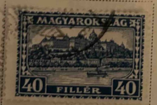 Hungarian 40 Filler Stamp featuring Budapest panorama
