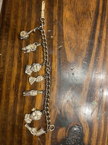 Vintage Silver-Tone Charm Bracelet with Novelty Charms