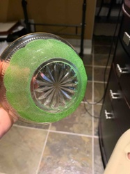Glassware Base with Starburst Pattern and Green Glitter Embellishment