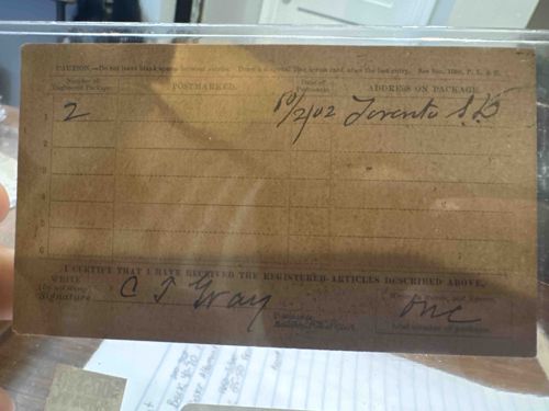 Vintage Registered Mail Receipt Card