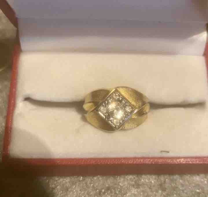 Vintage 14k Yellow Gold and Diamond Men's Signet-Style Ring