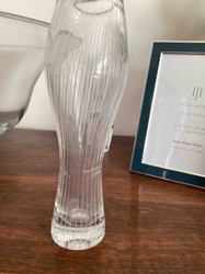 Clear Ribbed Glass Trumpet Vase