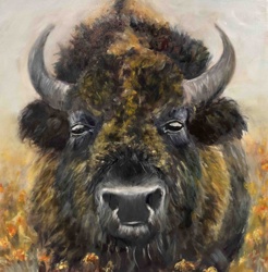 American Bison Portrait Painting
