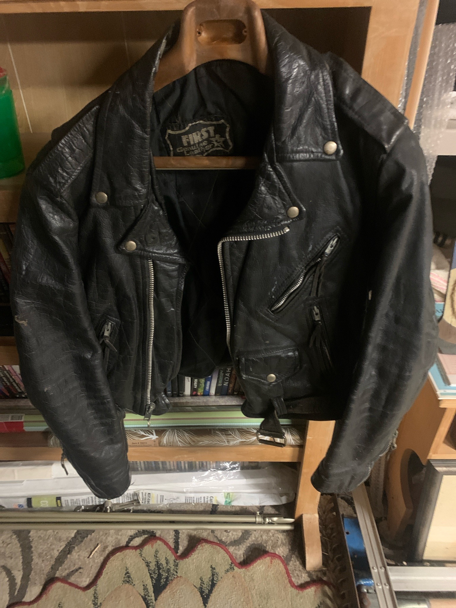 Submitted photo of Leather Motorcycle Jacket, appears to be First Manufacturing Co. (not authenticated)