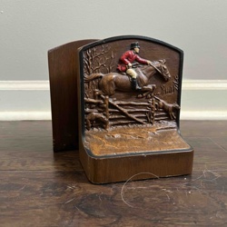 Victorian Equestrian Hand-Carved Wooden Bookends (Set of 2)
