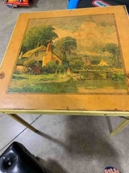 Vintage TV Tray with Cottage Landscape Scene