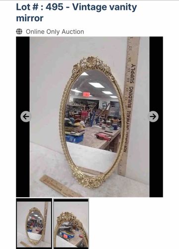 Vintage Ornate Gold Oval Vanity Mirror