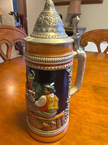 Gerz German Beer Stein with Pewter Lid
