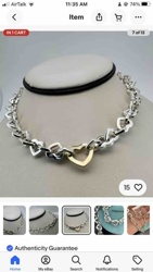 Two-Tone Heart Link Choker Necklace