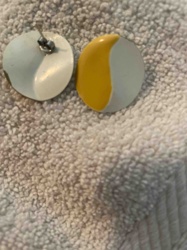 Two-Tone Enamel Half-Moon Stud Earrings