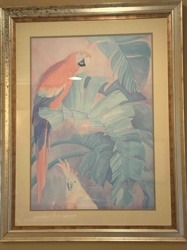 Tropical Birds and Foliage Watercolor Painting