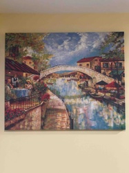 Canvas Print of Romantic European Canal Scene