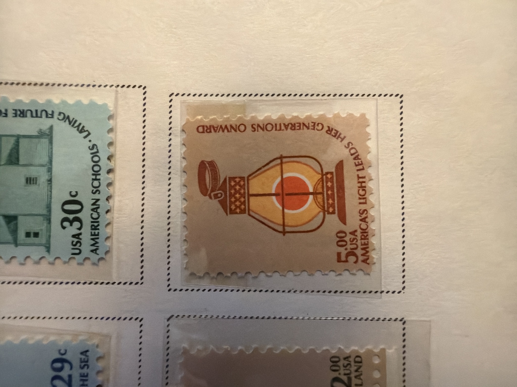 Submitted photo of United States Postage Stamp 5.00 USA 'America's Light Leads Her Generations Onward'