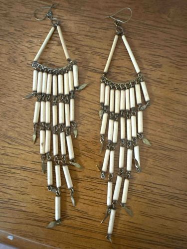 Tiered Bone Bead Dangle Earrings