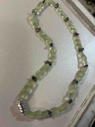 Faceted Prehnite and 'Dark Rainbow Metallic' Beaded Necklace with Magnetic Clasp