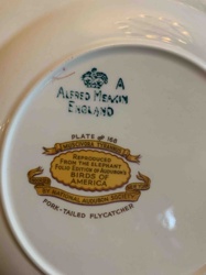 Alfred Meakin National Audubon Society 'Birds of America' Collector Plate - Fork-Tailed Flycatcher (Plate #168)