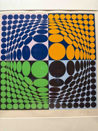 Kinetic Art Serigraph with Optical Illusion