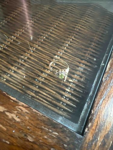 Gold Ring with Peridot and Diamond Accents