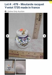 Antique French Ceramic Mustard Pot (Moutarde Racquet Yvetot)
