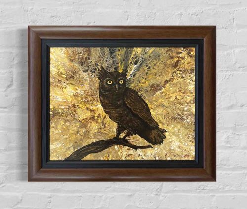 Owl on Golden Swirls by Heather Dixon
