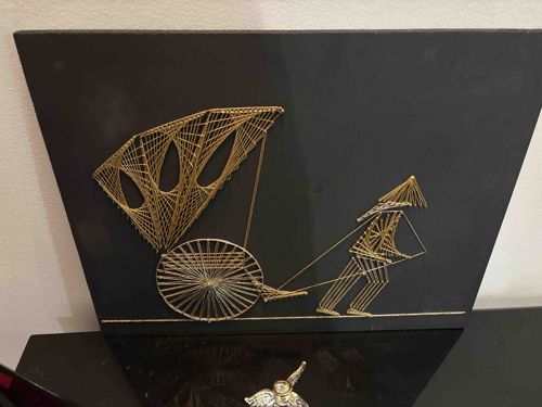 Rickshaw Scene String Art Wall Hanging
