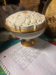 Lidded Ceramic Fruit Motif Serving Dish on Pedestal