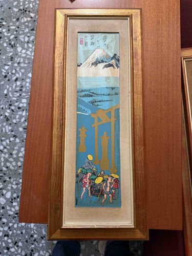 Framed Japanese Woodblock Print Scroll