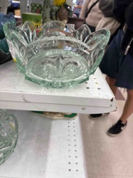 Pressed Glass Decorative Bowl with Fleur-de-Lis Motif
