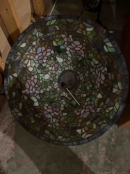 Tiffany-style Stained Glass Hanging Lamp Shade with Floral Motif