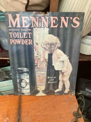 Vintage Mennen's Borated Talcum Toilet Powder Advertising Sign