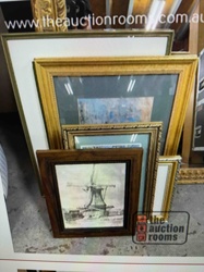 Assorted Collection of Framed Artworks and Empty Frames