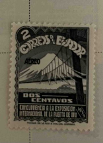 Ecuador 2 Centavos Airmail Stamp, Golden Gate International Exposition 1939