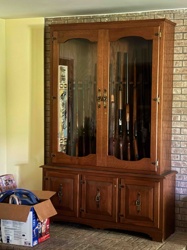 Two-Piece Wooden Gun Cabinet with Glass Doors