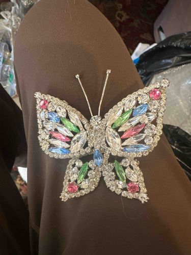 Multi-Color Pastels Rhinestone Butterfly Brooch