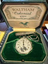 Waltham Colonial Pocket Watch with Original Box and Chain