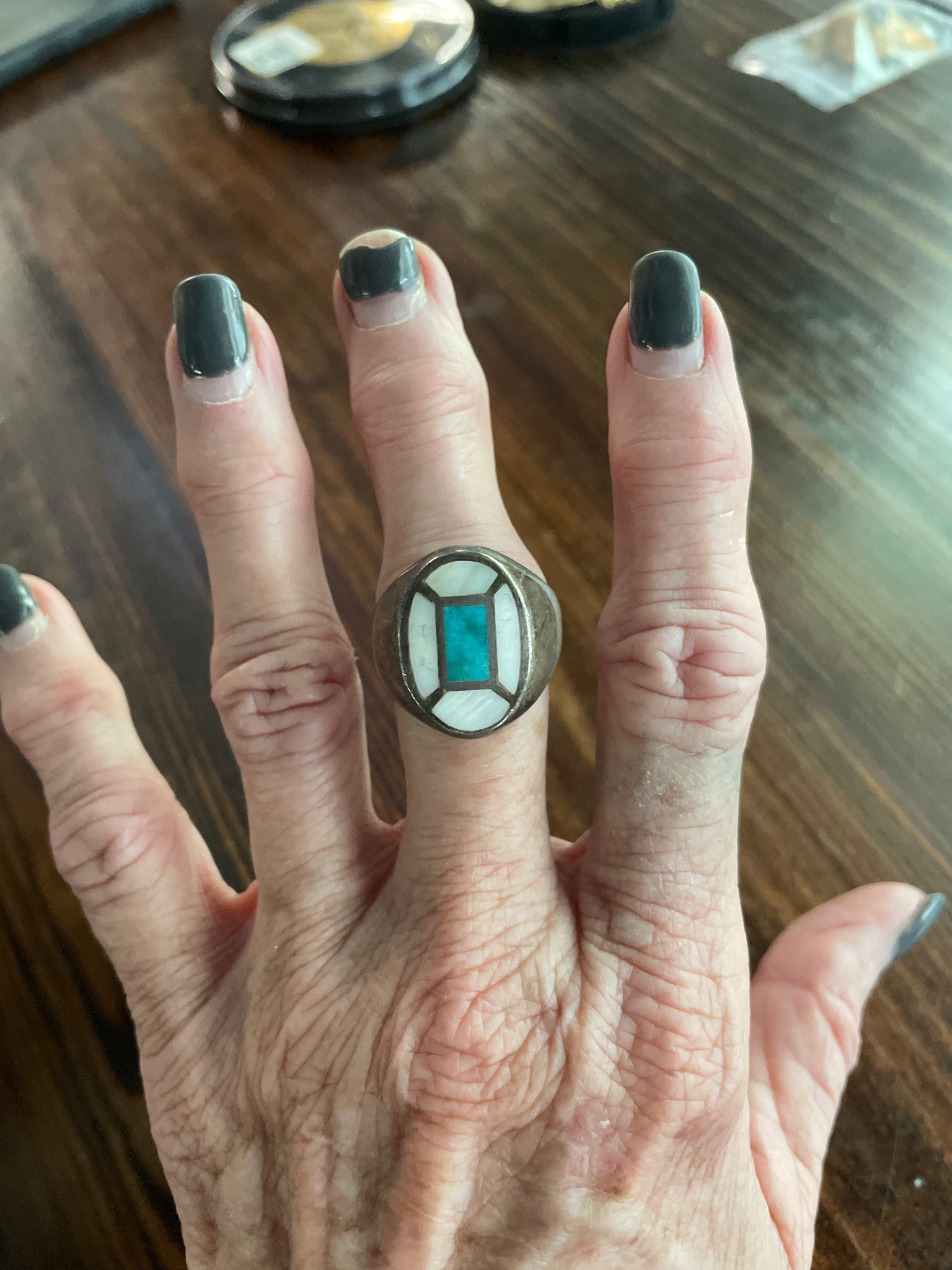 Submitted photo of Native American style inlay ring (unauthenticated)