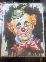Vintage Clown Velvet Painting