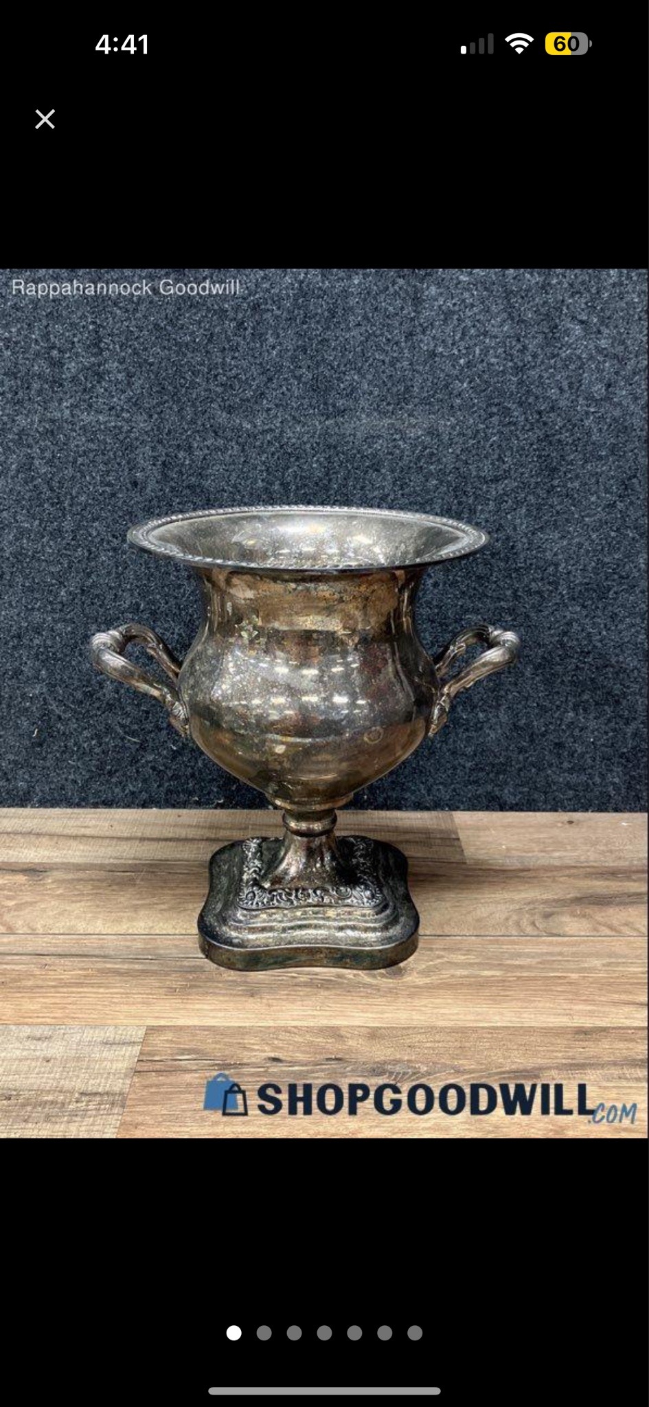 Submitted photo of Silver-plated trophy vase, unverified maker