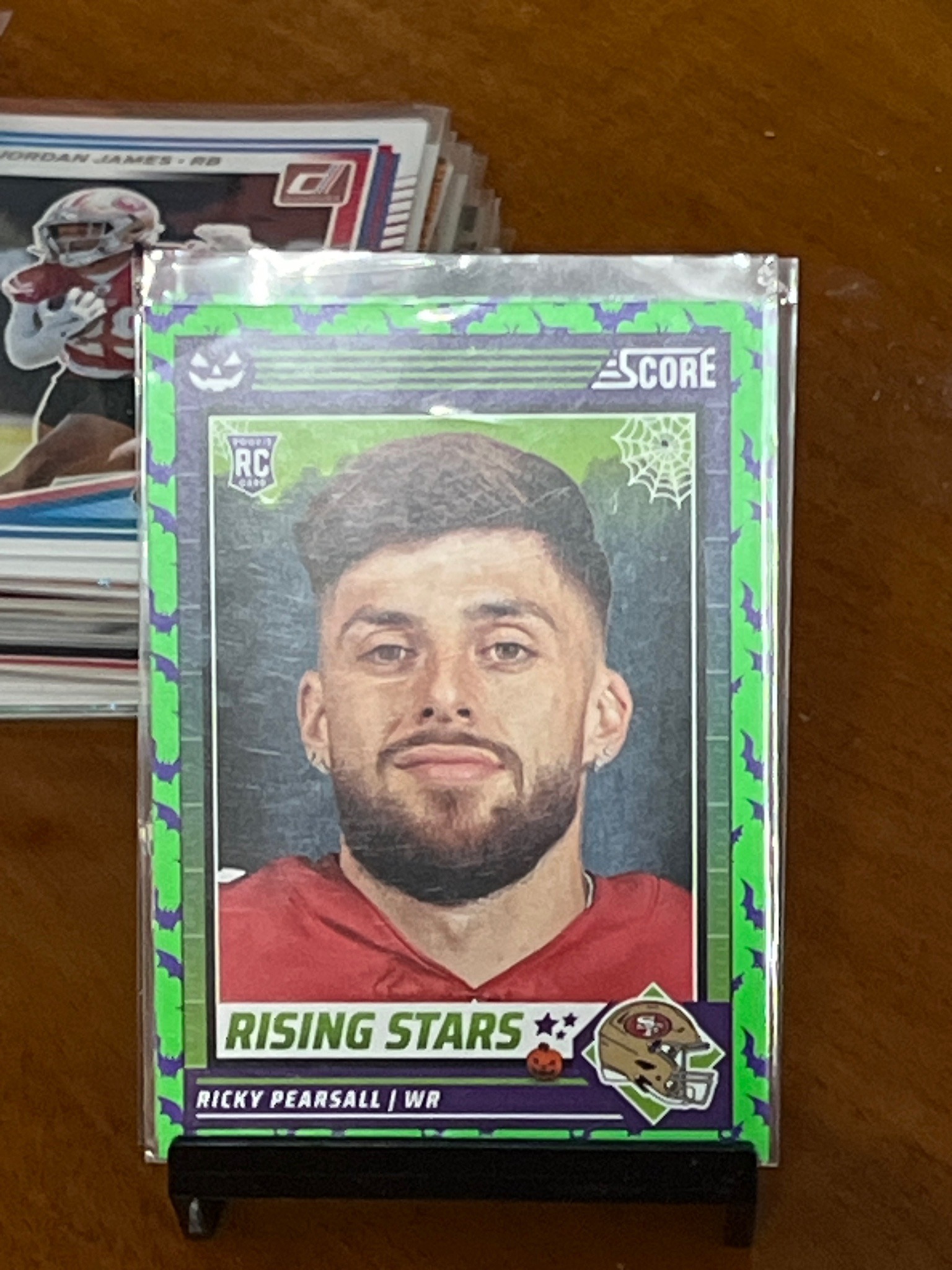 2024 Panini Score Football Ricky Pearsall Rising Stars Pumpkin Parallel Rookie Card