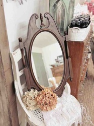 Vintage Wooden Swivel Vanity Mirror