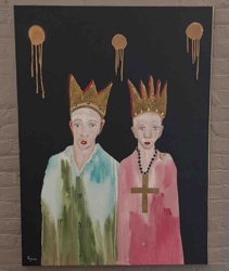 Tony Mose 48x36 - Two Crowned Figures Painting