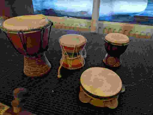 Set of Miniature Hand Drums and Percussion Instruments