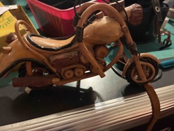 Hand-Carved Motorcycle Sculpture from Natural Wood Branches