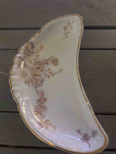 Antique Porcelain Crescent-Shaped Bone Dish